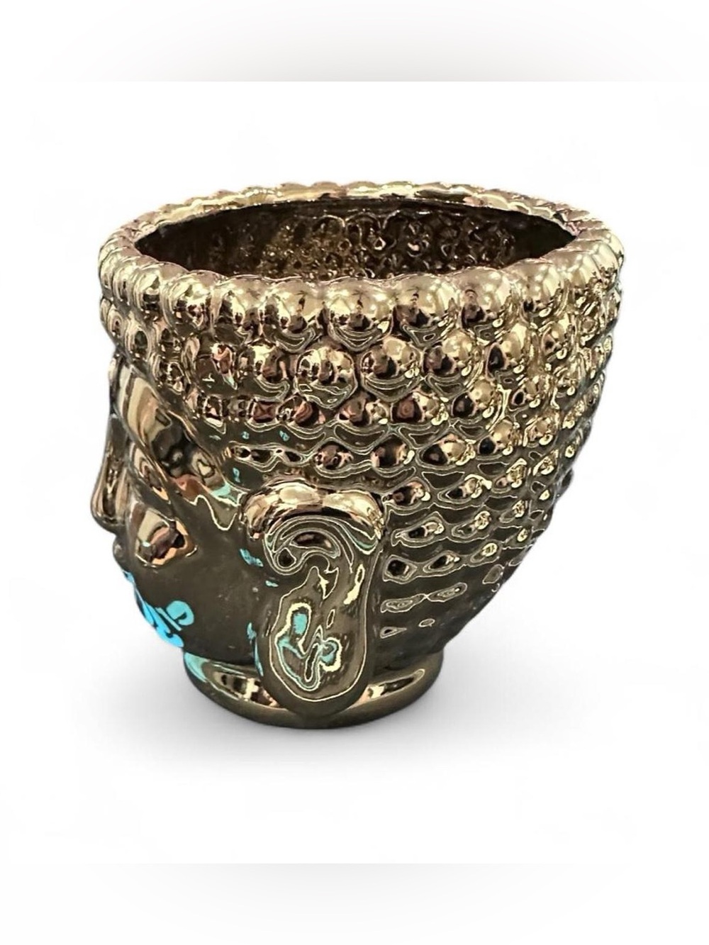 Gold Ceramic Buddha Head Accent Planter - Picture 4 of 6